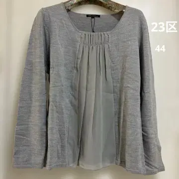 23구 스퀘어넥 쉬폰 절개 이탈리아 니트 티셔츠 44