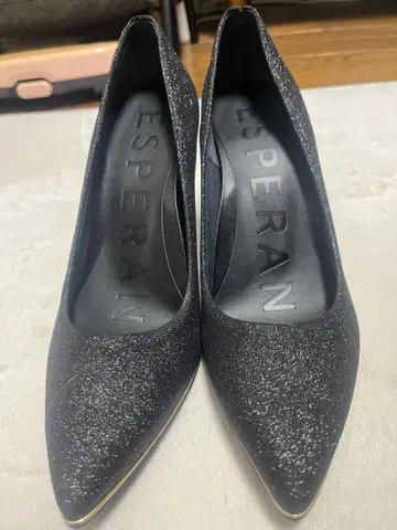 ESPERAN 블랙 글리터 하이힐