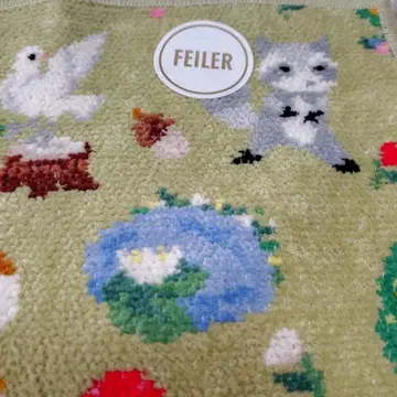 FEILER 동물 패턴 손수건 그린 계열 토리이도 콜라보