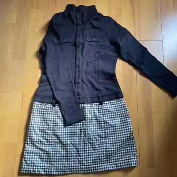 Munsingwear 체크 콤비 긴팔 원피스