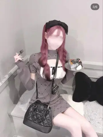 허니뮤우 암커버 포함 MW 모노그램 원피스 그레이 미니 원피스