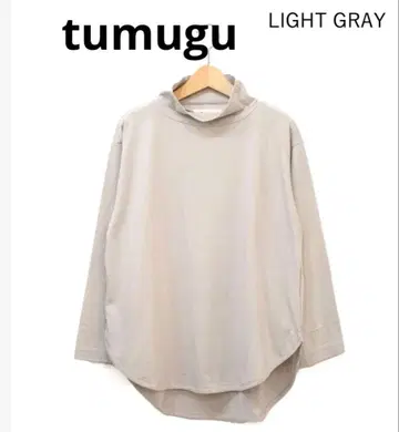 tumugu 수프 코튼 천축 밑단 라운드 하이넥 롱 T셔츠