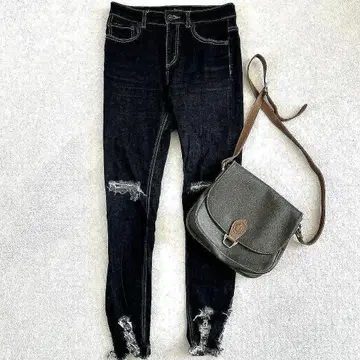 지나시스 데미지 가공 스키니 데님 청바지 프린지 갸루 Y2K M