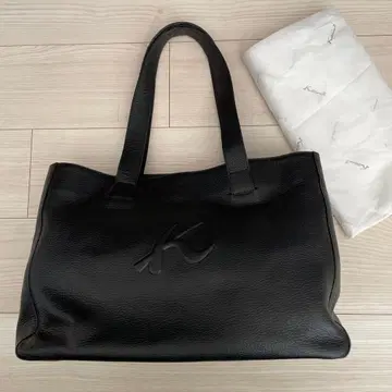 컨디션 최상 키타무라 천연 가죽 숄더 토트백 블랙