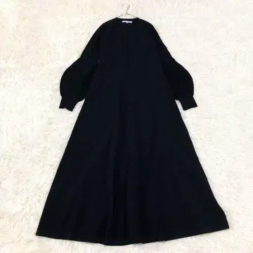 새상품급 UN3D 벌룬 슬리브 원피스 블랙 36 롱 기장