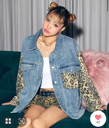 새상품 ANAP 레오파드 절개 데님 자켓