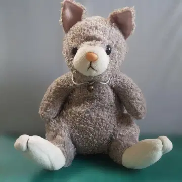 고양이 봉제 인형 방울 포함 그레이