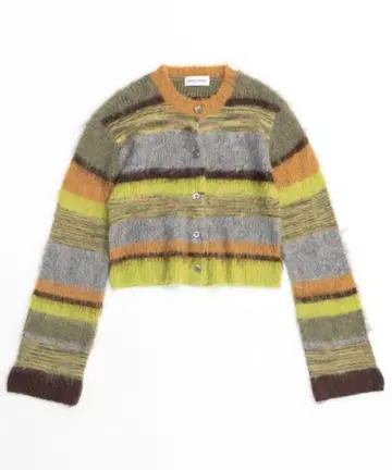 MAISON SPECIAL 멀티 보더 숏 니트 가디건