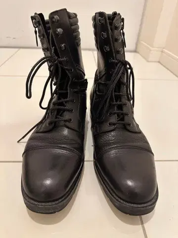 5351 가죽 블랙 밀리터리 레이스업 부츠 42/26.5cm