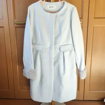 라이트 블루 플리스 롱 코트