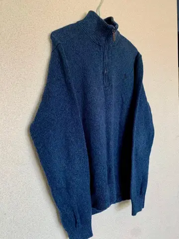 POLO 다크 블루 하프 지퍼 스웨터