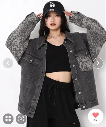 새상품 택 포함 ANAP 레오파드 절개 데님 자켓