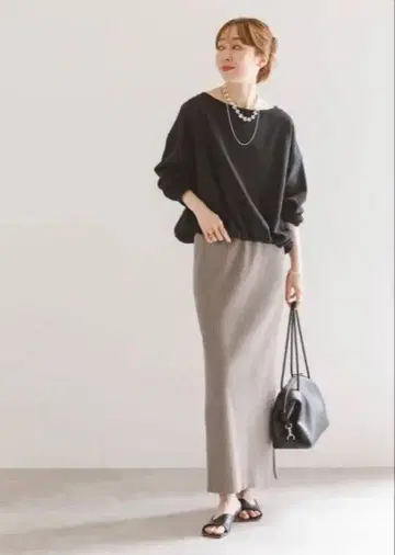 NOBLE 골지 타이트 스커트