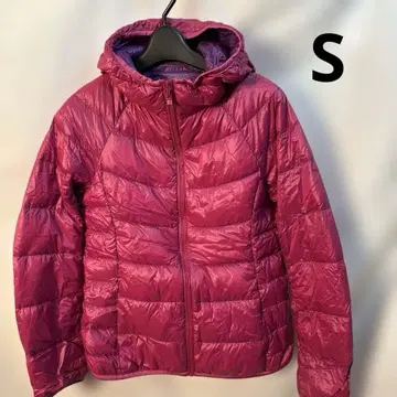 후드 부착 핑크 다운 자켓