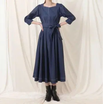 쿠튀르 브로치 데님 원피스 Couture Brooch 다크 그레이