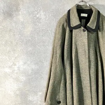 케이프 판초 미들 기장 그레이 무지 싸개 버튼 모 아크릴 나일론