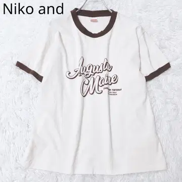 니코앤드 린 반팔 T셔츠 로고 프린트 면 100% 베이지 M