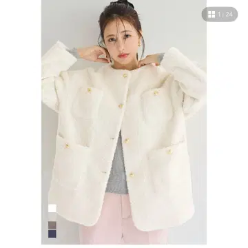 [미사용 새상품] coca 푸들 노카라 코트 아이보리