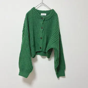 심플리시떼 [ F ] 니트 가디건/볼륨 소매 숏 기장 비비드 컬러