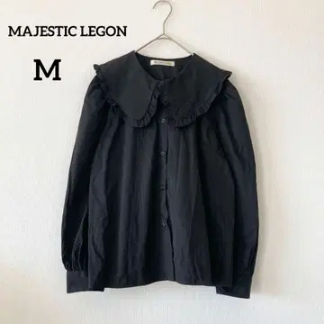 마제스틱 레곤 긴팔 블라우스 M 블랙 빅 칼라 프릴 옷깃 229