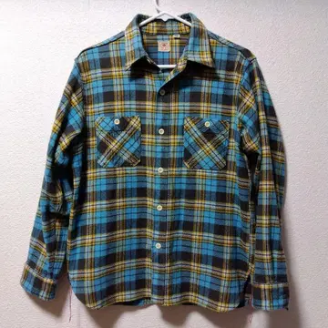 SUGAR CANE 체크 무늬 플란넬 셔츠 M 배색