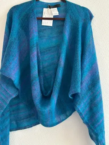 새상품 Sato-S2 그라데이션 샤기 니트 가디건 블루 계열