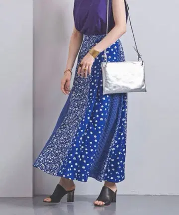 UNITED ARROWS 롱 스커트 꽃 파랑