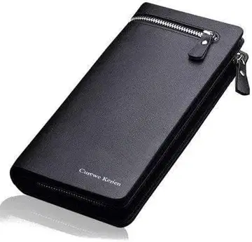 [블랙] 지퍼 달린 장지갑 PU 가죽 대용량 크리스마스 선물 검정