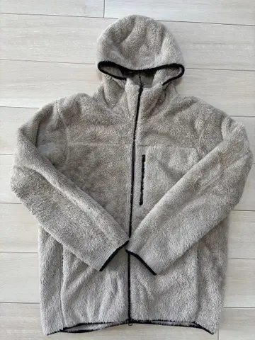 UNIQLO 방풍 아우터 퍼 리 플리스 풀 집업 후드티 XL 베이지