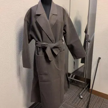 모카 브라운 롱 코트 벨트 포함