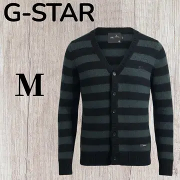 [ 빈티지 ] G-STARRAW V넥 보더 니트 가디건 M 모헤어 혼방