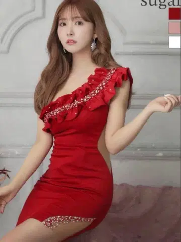 엔젤알 레드 원숄더 드레스 산타 코스