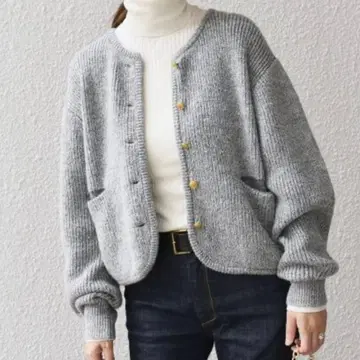 SHIPS 라메 자켓풍 가디건 그레이 니트 가디건