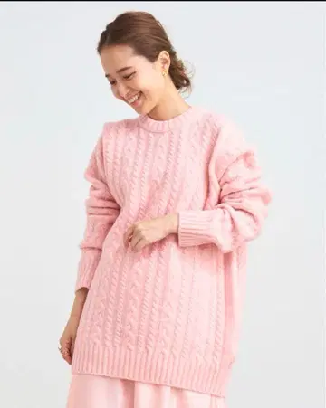 새상품급 울 케이블 니트 핑크 프리