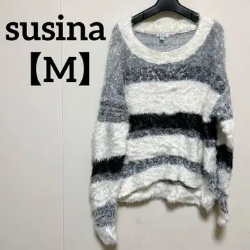 susina [ M ] 보더 무늬 퍼 니트 복슬복슬 니트