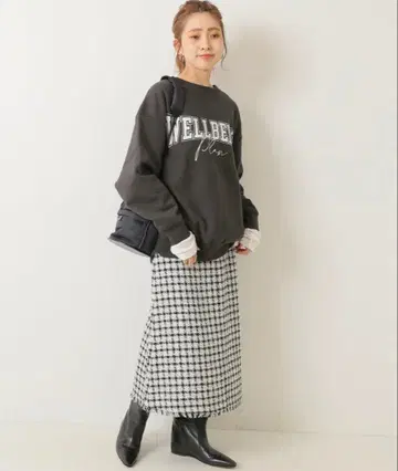 Spick & Span 트위드 A라인 스커트