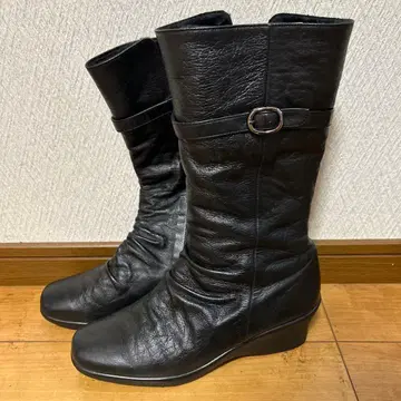 가죽 블랙 부츠 퍼 안감