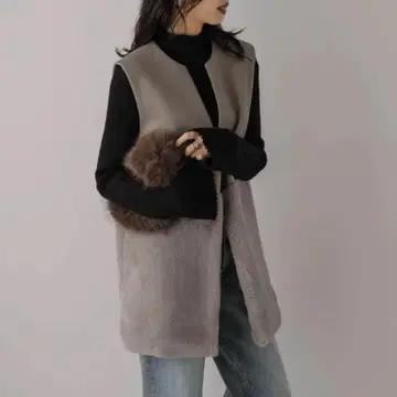 SUGAR BISKET 에코 퍼 롱베스트 베이지