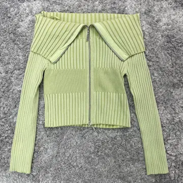 [치코] F 옐로우 그린 긴팔 가디건 집업 오프숄더 봄/가을