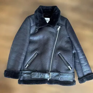 ZARA 블랙 무스탕 코트 M L