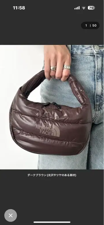 THE NORTH FACE 다운 숄더백 다크 브라운