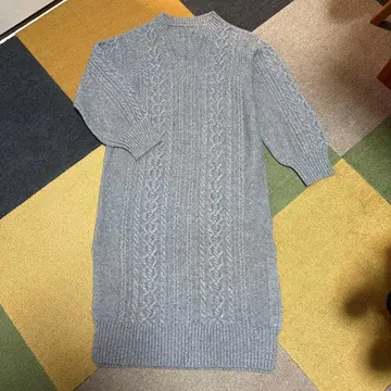 Ray BEAMS 그레이 케이블 짜임 롱 니트 원피스