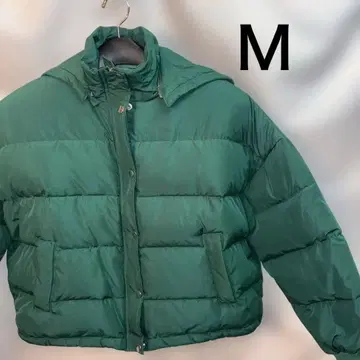 다크 그린 후드 부착 다운 자켓 M