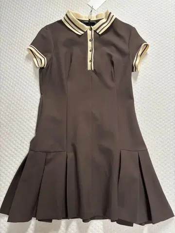 [ 새상품 ] ZARA 브라운 폴로 옷깃 반팔 미니 원피스