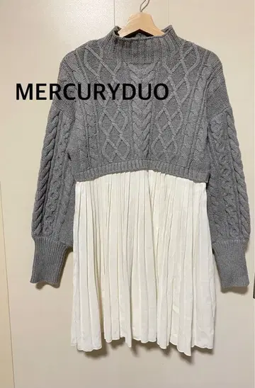 머큐리 듀오 니트 도킹 원피스 롱 그레이/화이트 F