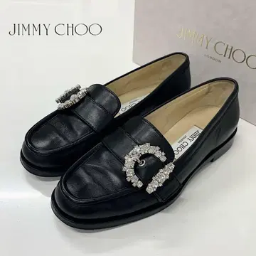 지미추 가죽 CHERI 로퍼 비쥬 버클 블랙