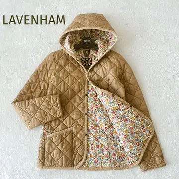 컨디션 최상 LAVENHAM 리버티 퀼팅 자켓 후드 베이지 38