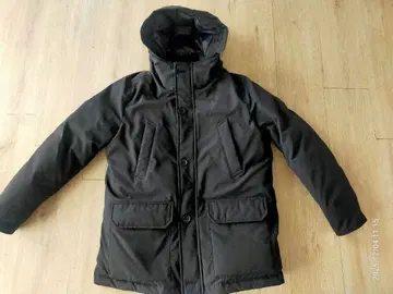 유니클로 블랙 다운 자켓 후드 부착