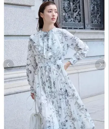 프레이 아이디 넥프릴 플리츠 프린트 원피스