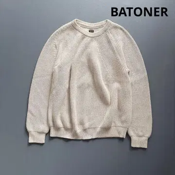 BATONER 코튼 시그니처 크루넥 니트 아이보리 사이즈 2